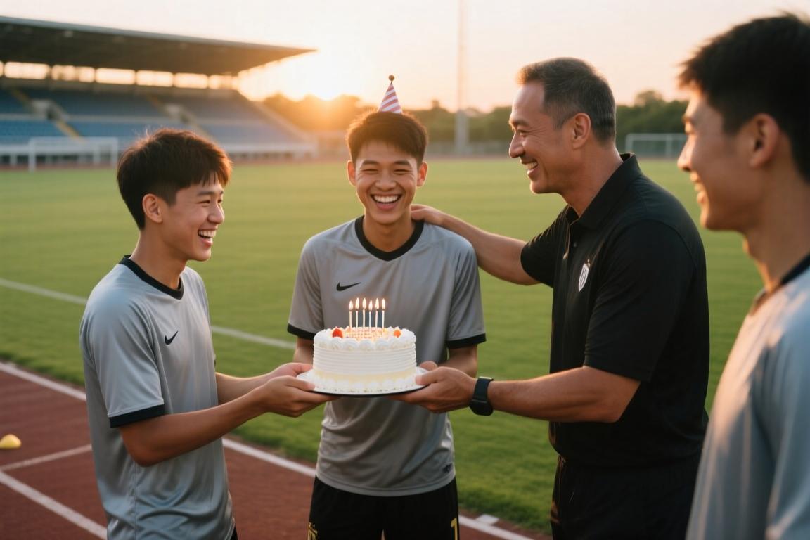 再度祝贺解指导生日快乐 球员们这次格外乖巧 齐聚庆生不敢造次