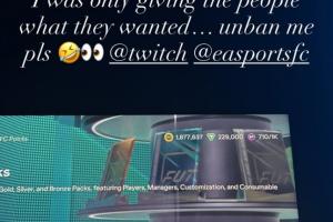 不愧是你！帕尔默提前直播FC27开卡被封禁，事后发社媒求官方解封