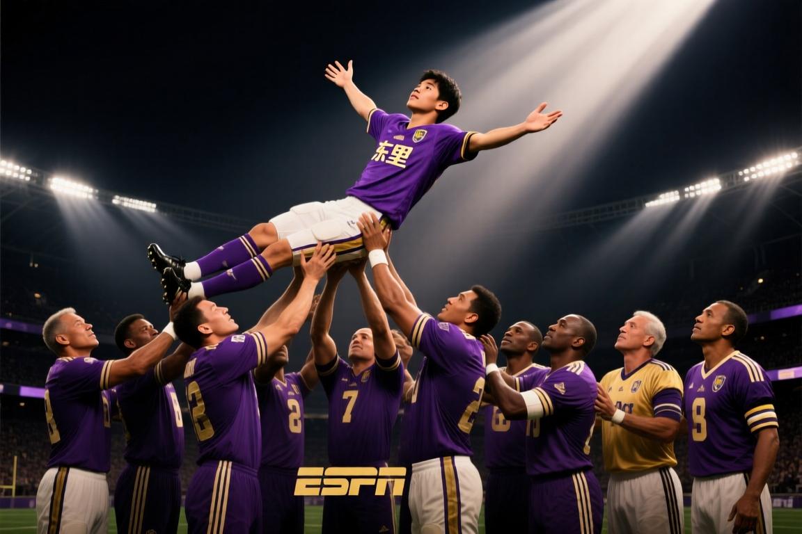 承紫金荣光！ESPN海报：十二大名宿托举东里组合开启湖人新时代