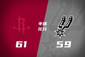 杜兰特10+4 阿门11+4 文班17+7 卡斯尔8+4+5 火箭半场领先马刺2分