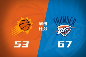半场-雷霆67-53太阳 阿杰伊·米切尔18分 鸭梨12分 卡鲁索崴脚