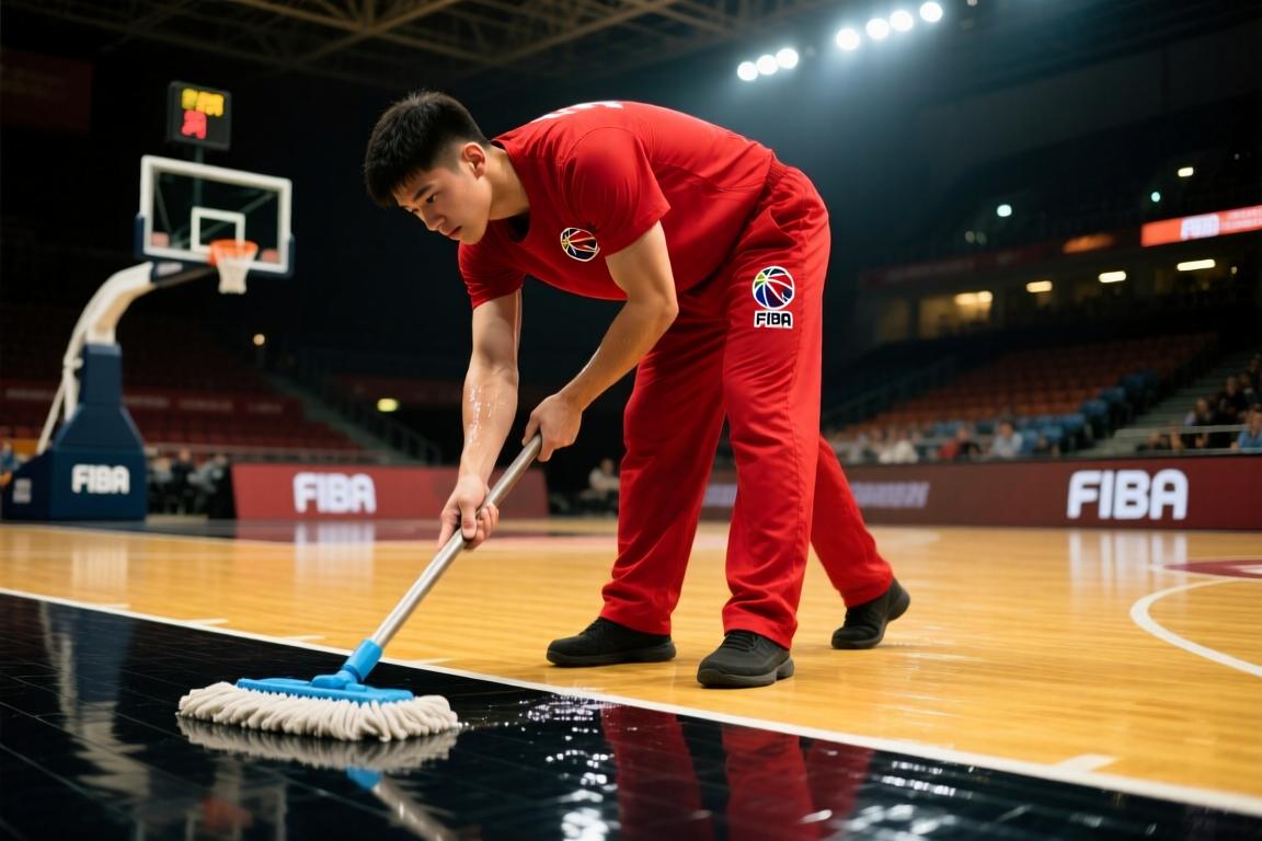 360行，行行出状元FIBA赛场这擦地小哥也太卖力了！
