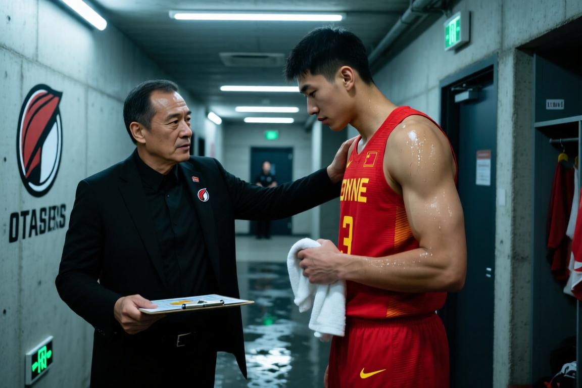 赛后，开拓者夏联主帅在球员通道对杨瀚森说：你真棒！
