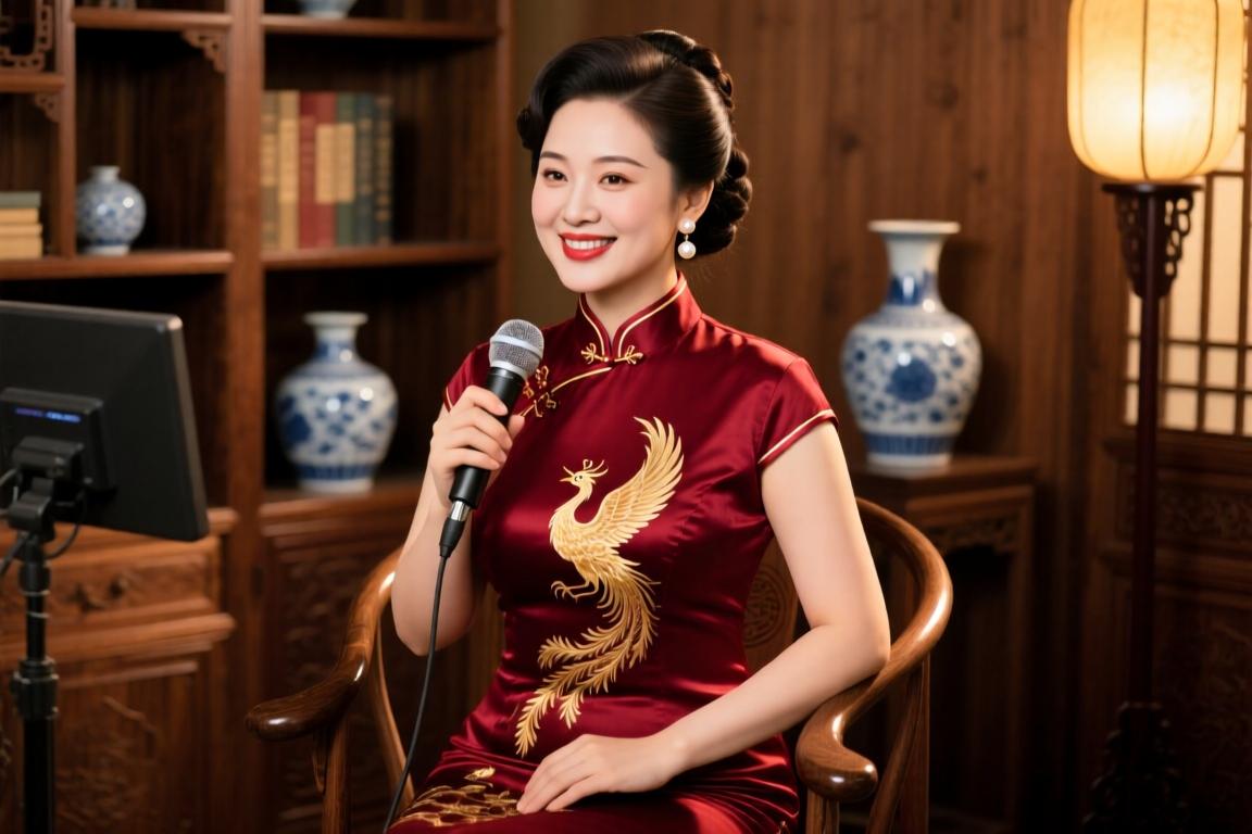 身材丰满！女主播小太阳这身旗袍装扮你们给几分？
