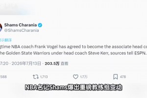 前湖人总冠军主帅沃格尔加盟勇士任首席助教，完美填补空缺。