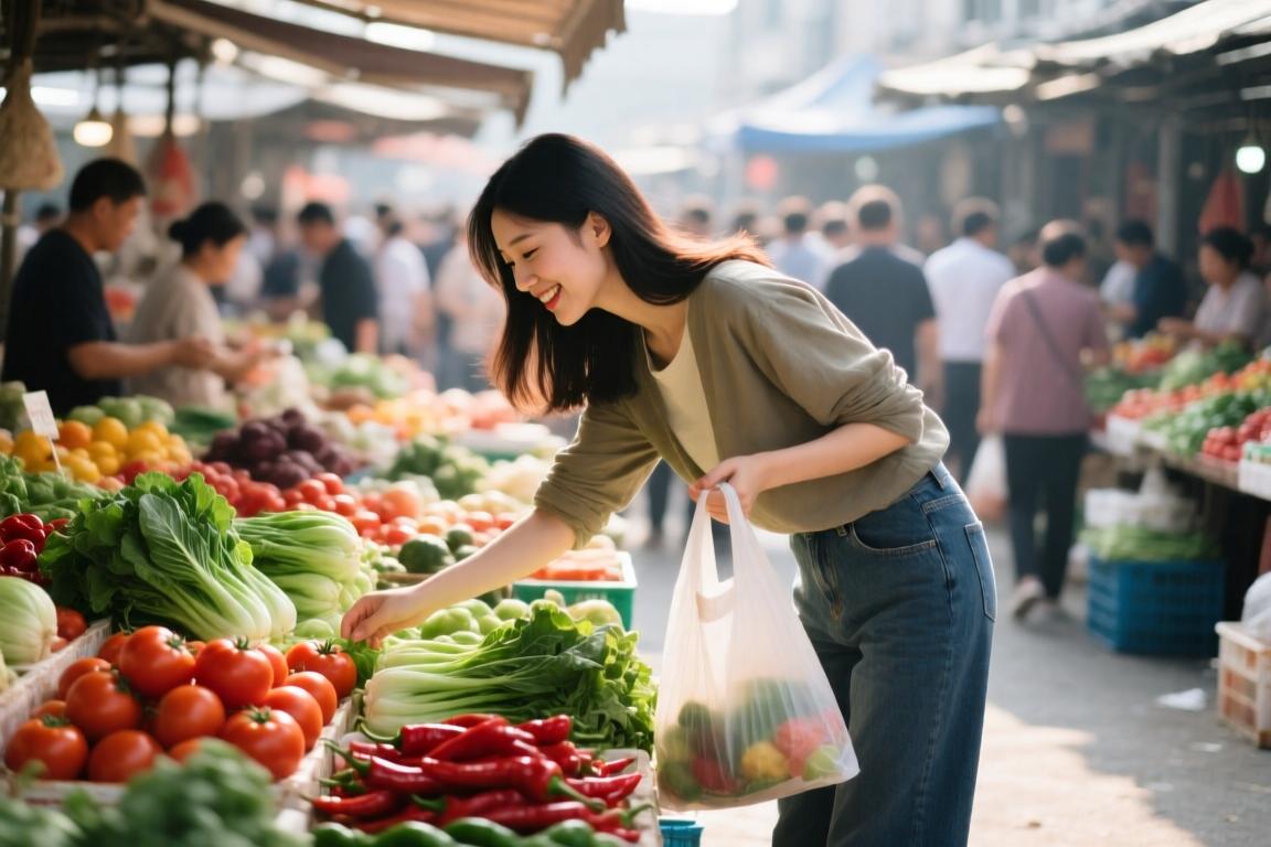 许诺晒视频：在菜市场遇到我这样的，是买菜还是看我？