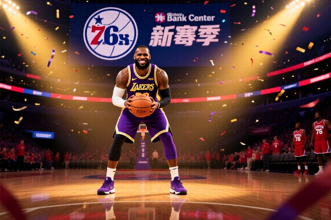 76人球馆海报詹姆斯稳居C位！期待新赛季表现！
