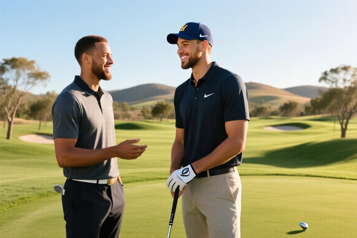 以赛亚乔晒图与库里一起打高尔夫库里这个帽子真别致