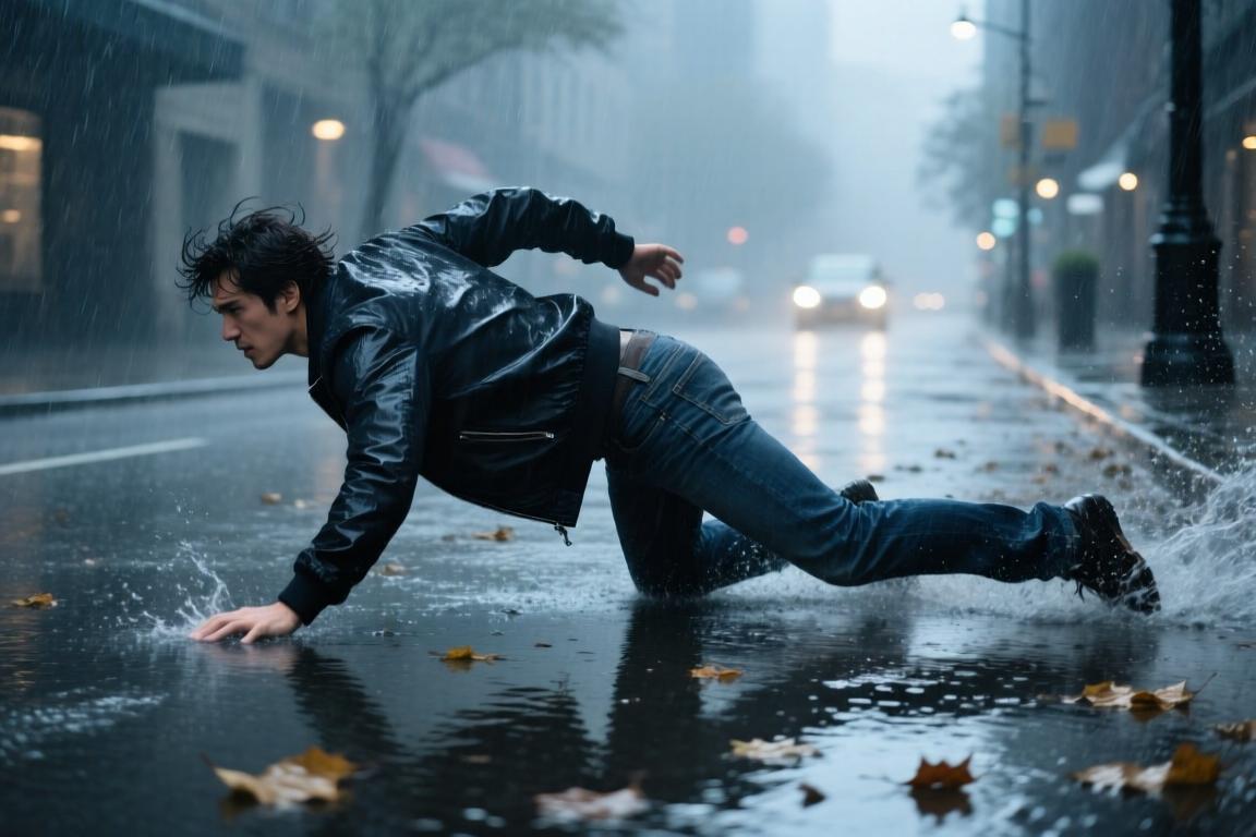 老肩巨滑！这哥们在下雨天 背着地直接横滑过3个篮球场
