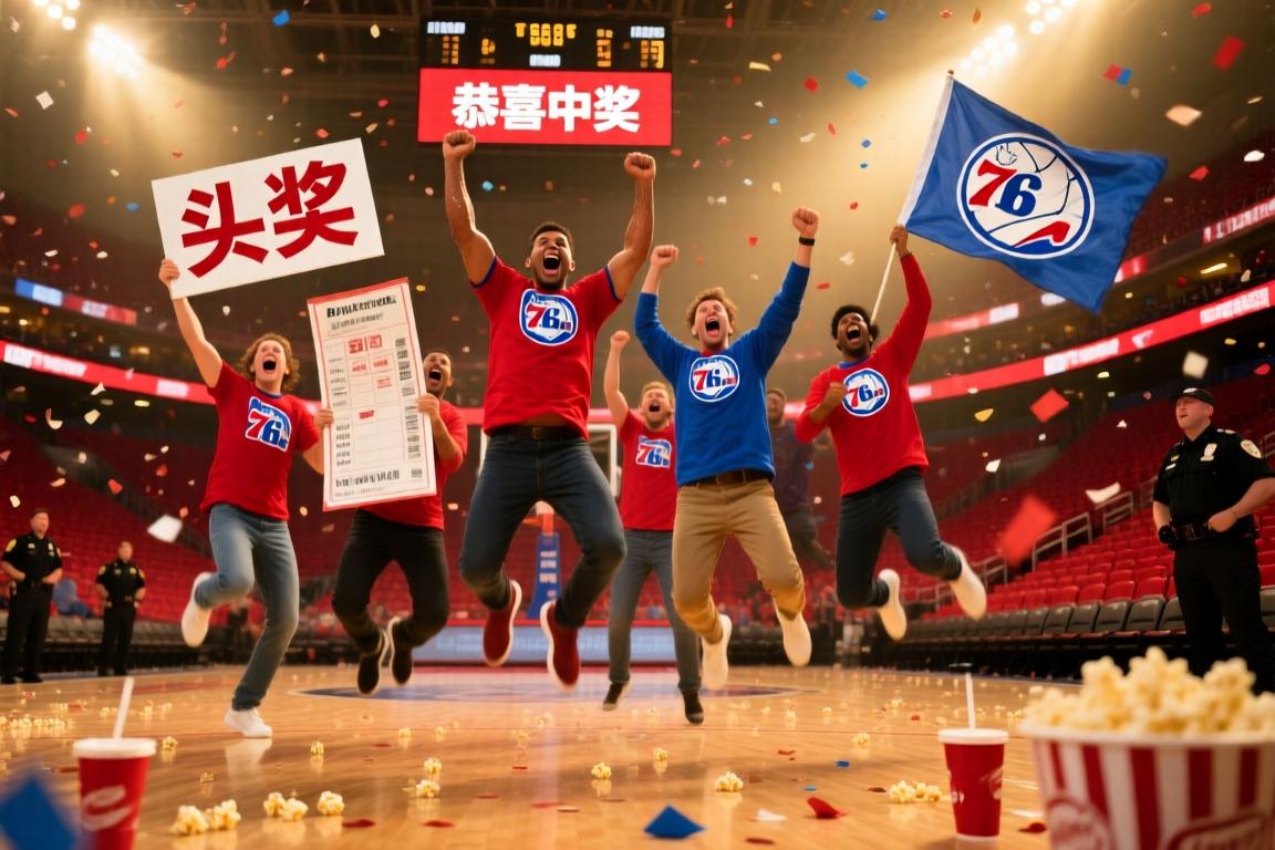 76人球迷做梦也没想到，抽到头奖了~疯狂庆祝呐喊