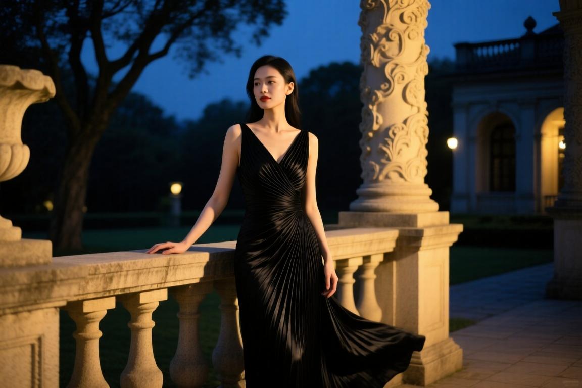 自带光芒！美娜这身黑色长裙穿搭，女神范十足啊！