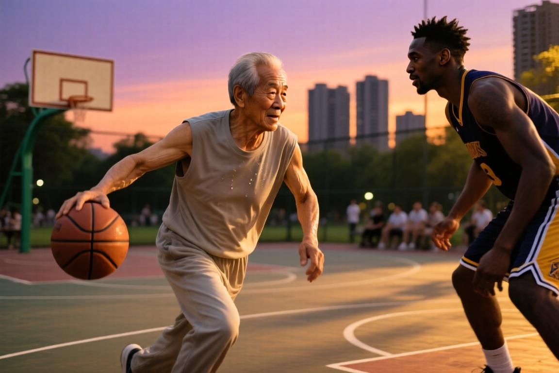 人生七十古来稀？70岁老大爷在罗斯面前秀急停跳投