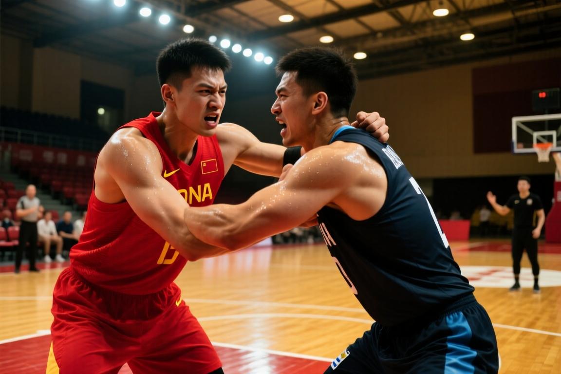 中国男篮vs乌拉圭！赵继伟和对手有小冲突！互相推搡！
