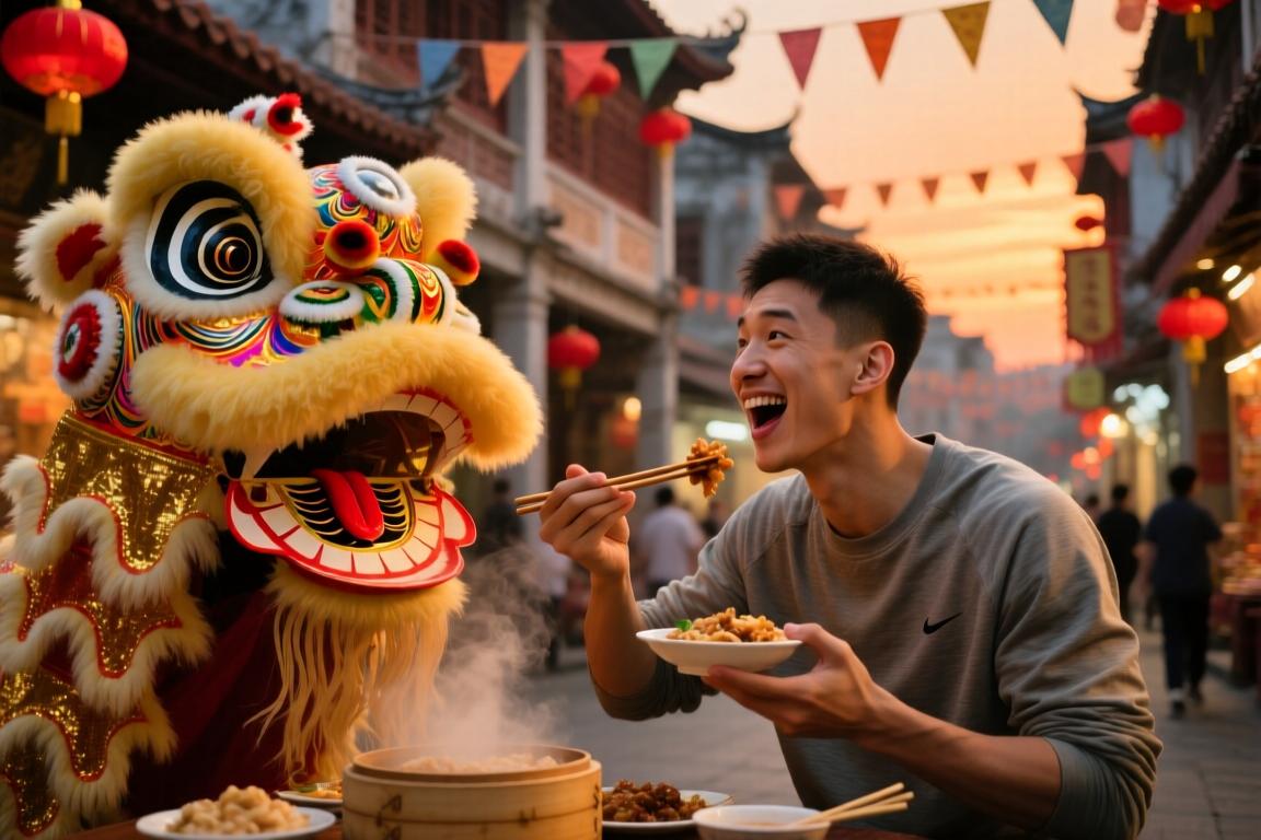 笑不活了！格林中国行品尝潮汕美食，被一头狮头鹅吓出表情包