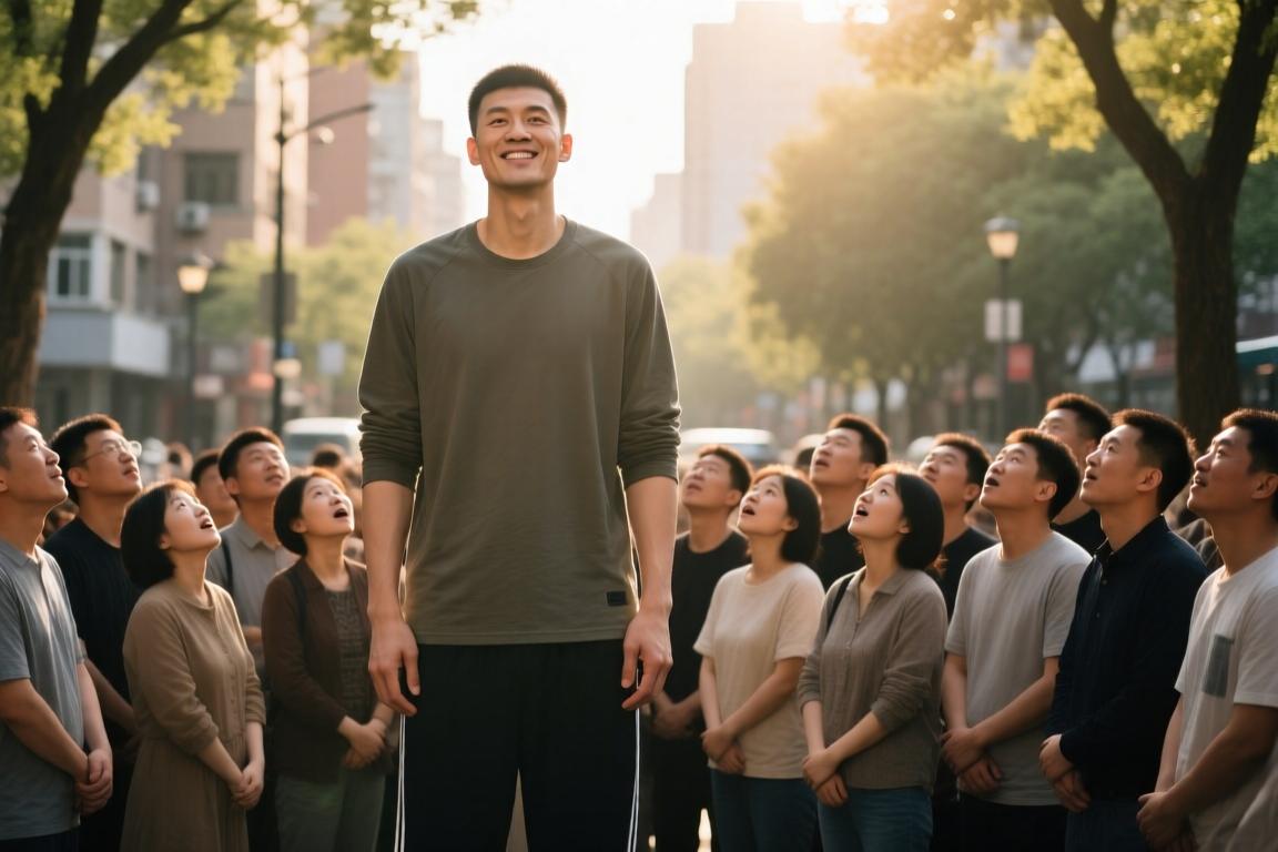 鹤立鸡群！当姚明出现在普通人群中会是怎样画面？