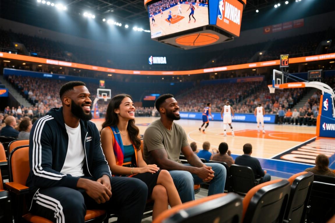 弗拉格携女友观战WNBA~边上还有个莱夫利当电灯泡