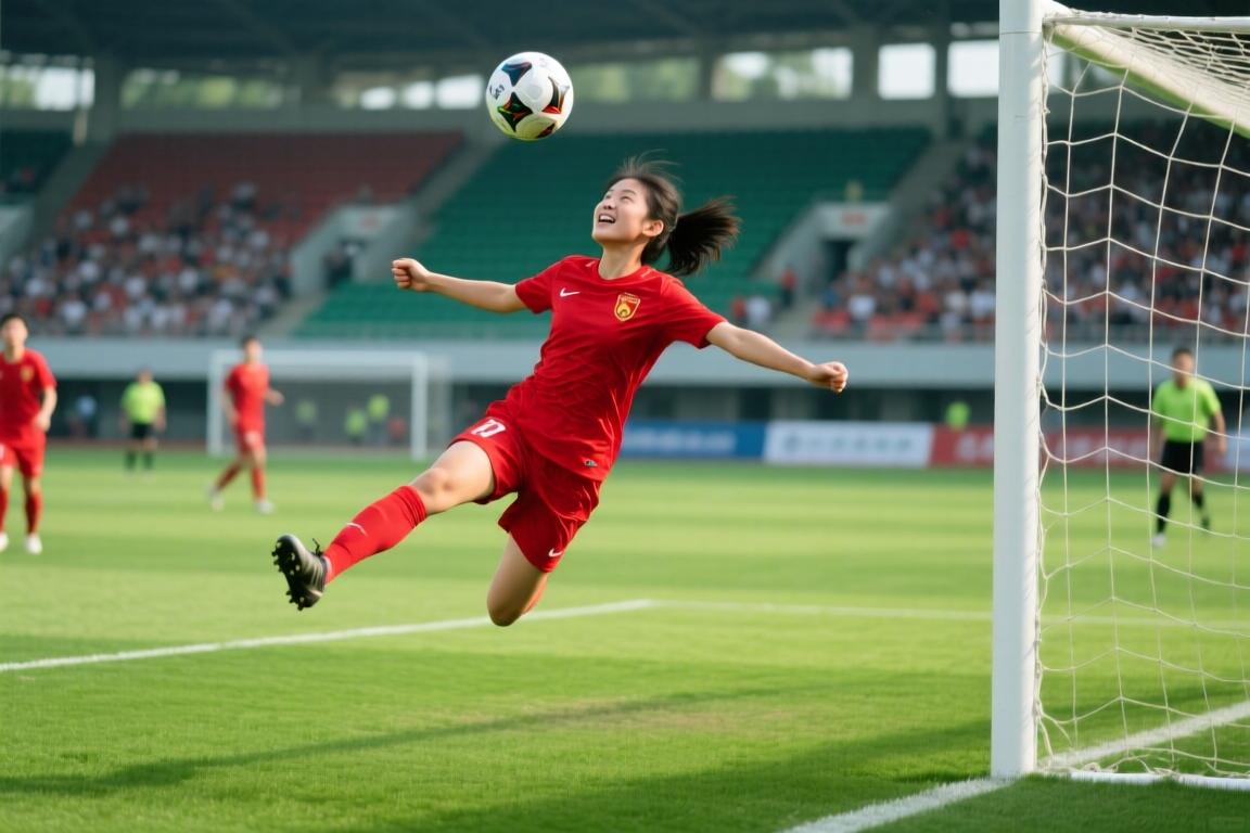 刘雨辰头球破门，U17中国女足5-0领先皇马U17