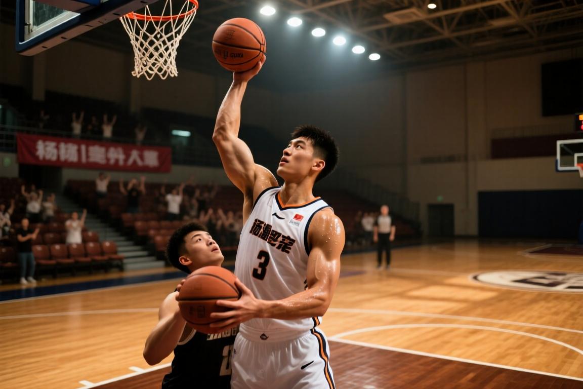 小杨这球霸气啊！杨瀚森持球攻框顶开防守单臂劈扣