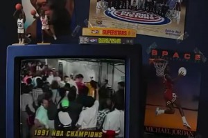 篮球之神首冠！91年NBA总决赛，公牛休息室里的庆祝时刻