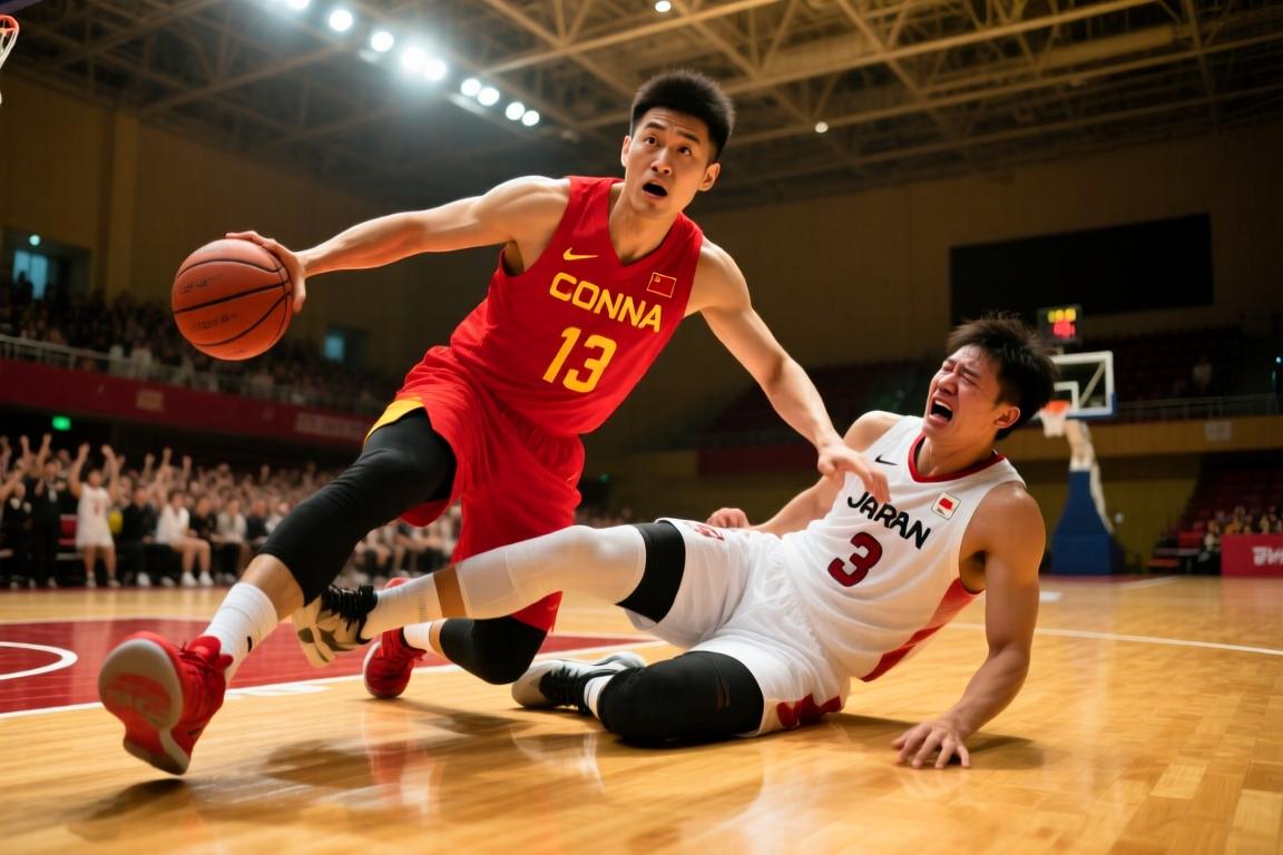 当年王仕鹏不慎踩到日本球员裆部，被吹违体犯规