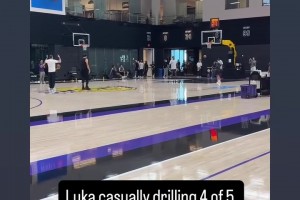 无敌球感啊东契奇训练投中圈三分5中4！