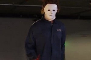 来刀你了！赛前入场伦德伯格万圣节cos杀人魔迈叔！